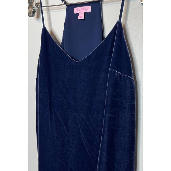 Lilly Pulitzer Silk Velvet Racerback Tank Top in Navy Blue Dusk Blouse XS - Picture 3 of 9